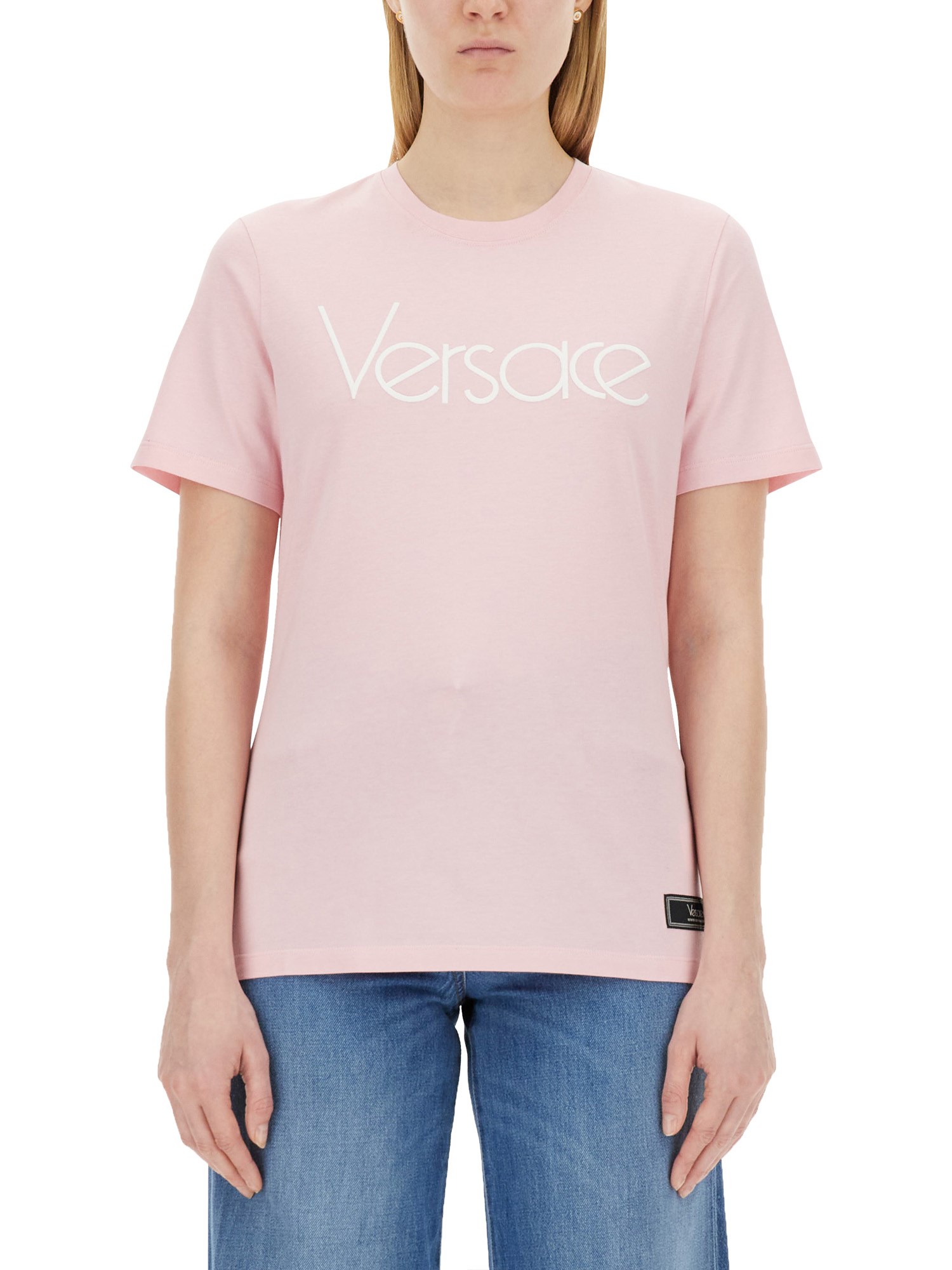 Shop Versace T-shirt With 1978 Re-edition Logo In Pink