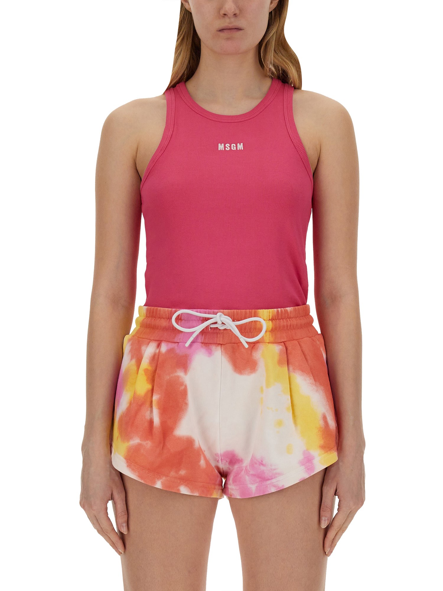 Msgm Tops With Logo In Fuchsia