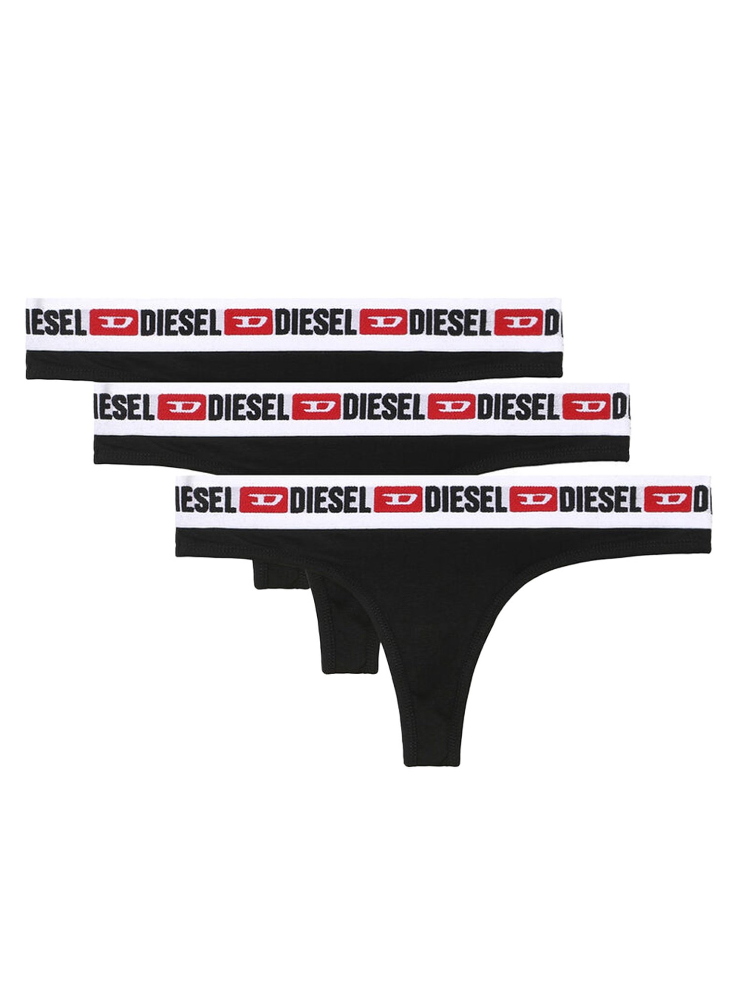 Diesel Pack-of-three Logo-waistband Thongs In Multicolour