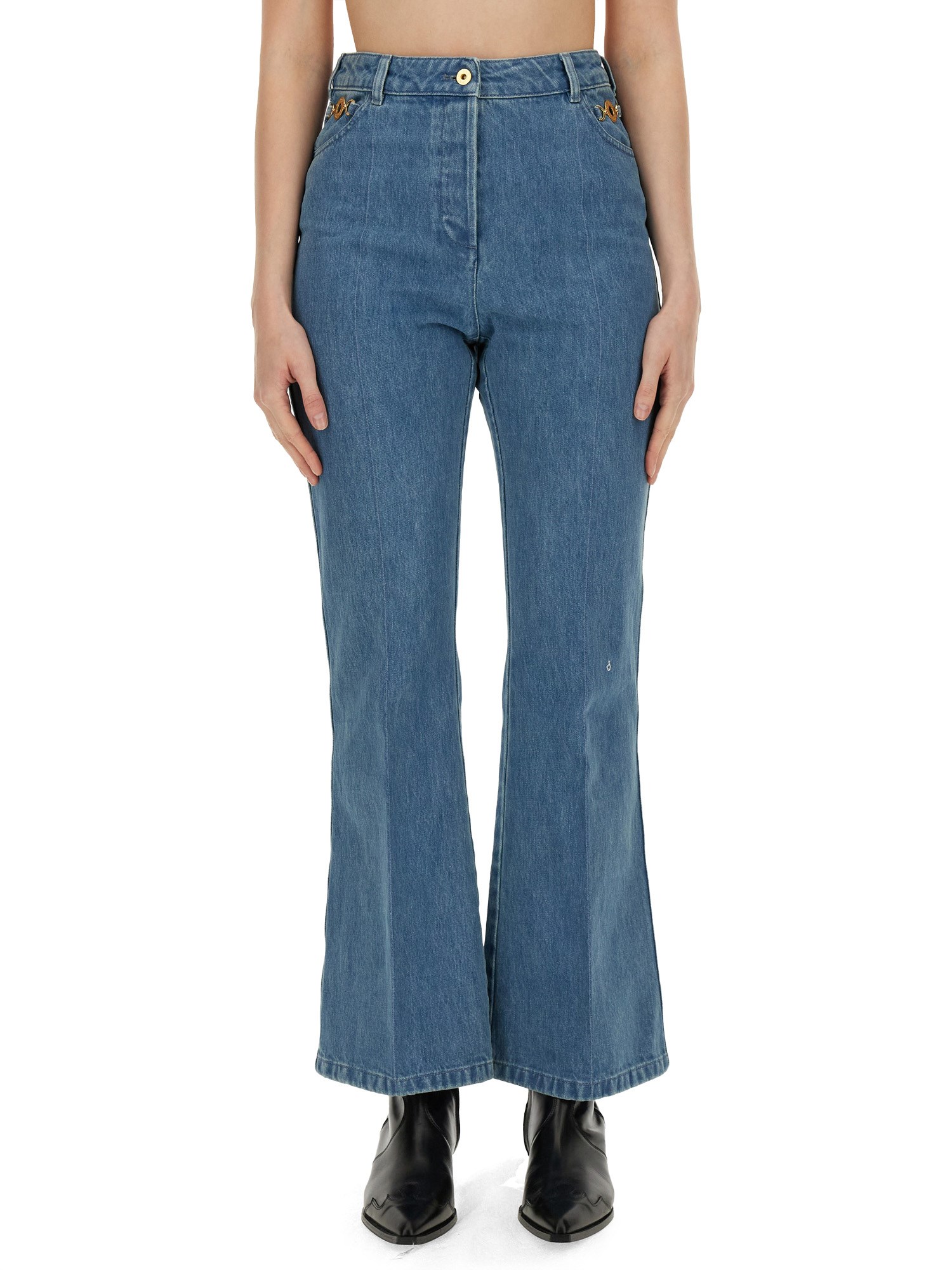 Shop Patou Flare Fit Jeans In Denim