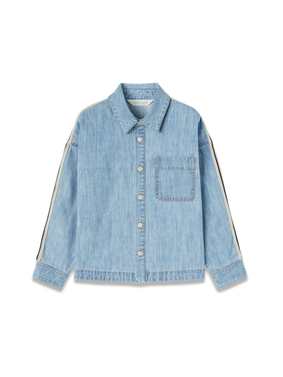 PALM ANGELS overlo.track chambray osshirt