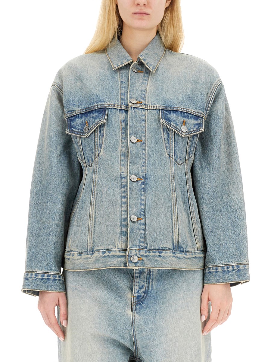 BALENCIAGA GIACCA HOURGLASS IN DENIM DI COTONE GIAPPONESE