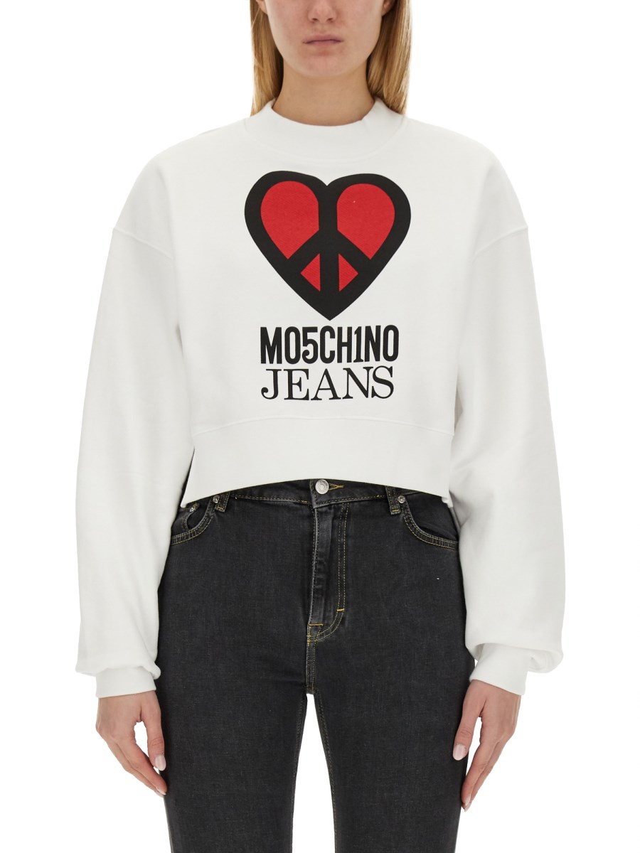 MOSCHINO JEANS FELPA IN COTONE CON LOGO