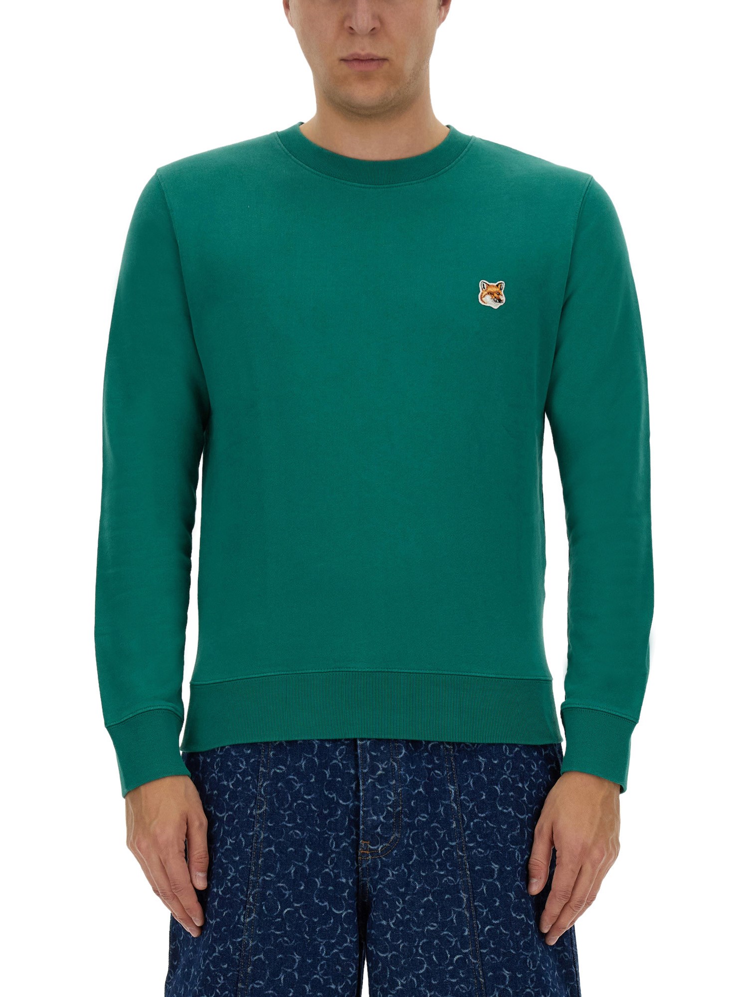 Shop Maison Kitsuné "fox Head" Sweatshirt In Green