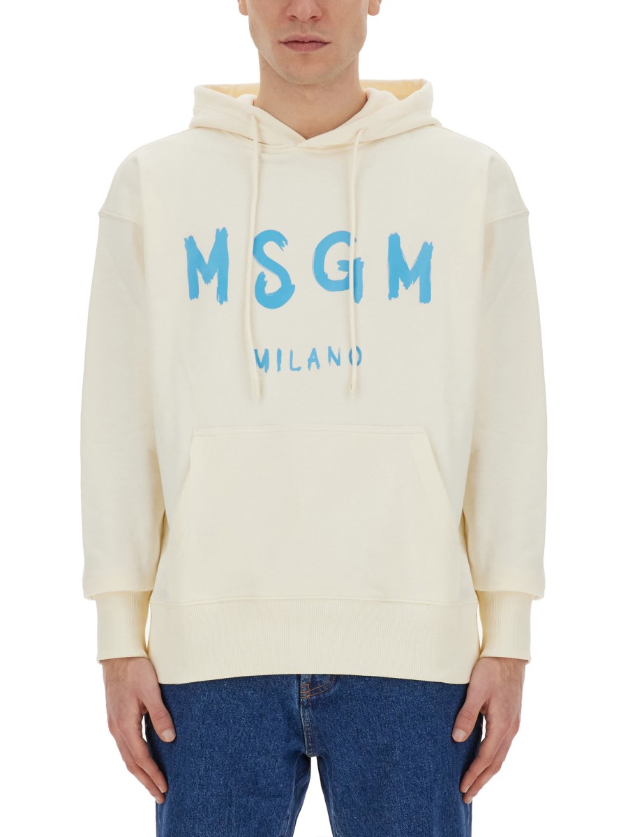 MSGM FELPA IN COTONE CON LOGO PENNELLATO