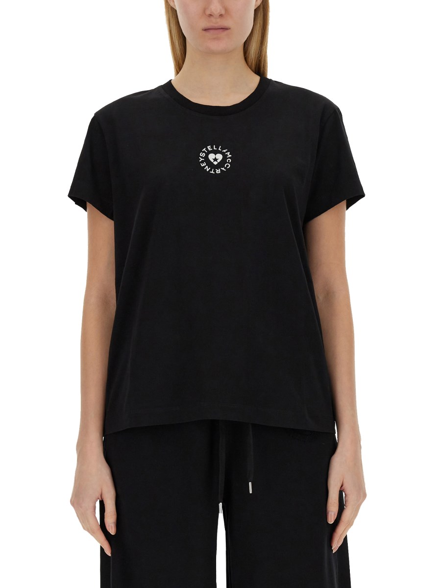 STELLA McCARTNEY T-SHIRT IN JERSEY DI COTONE CON LOGO