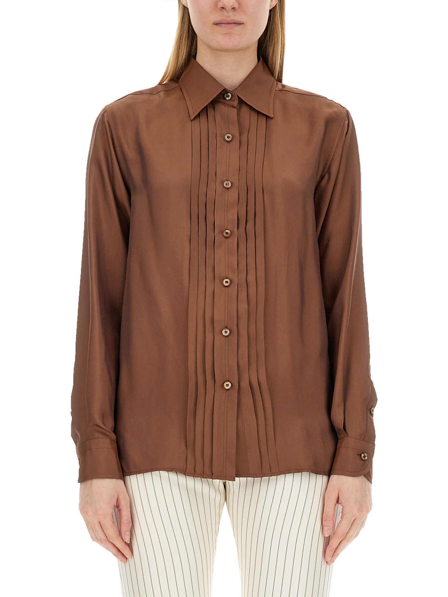 Tom Ford Twill Shirt In Brown
