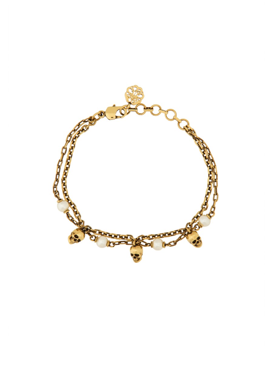 ALEXANDER McQUEEN BRACCIALE CON CATENA SKULL PEARL