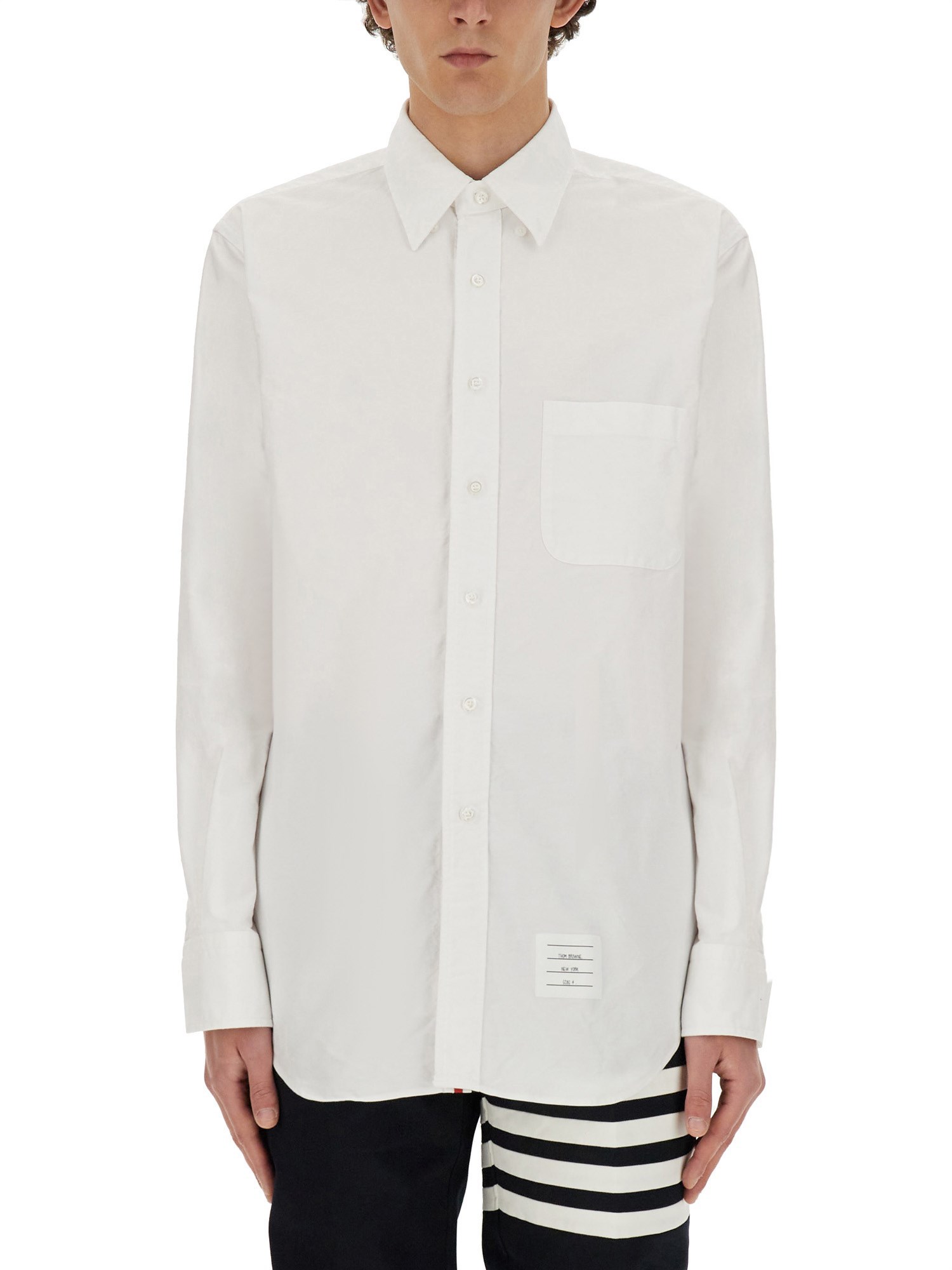 Thom Browne Signature Grosgrain Placket Shirt In White