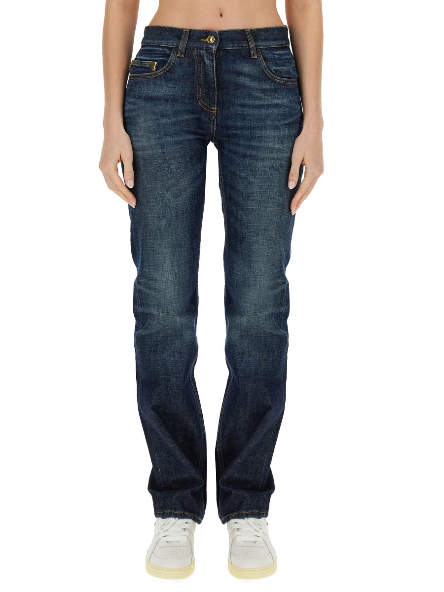 PALM ANGELS JEANS STRAIGHT LEG IN DENIM DI COTONE