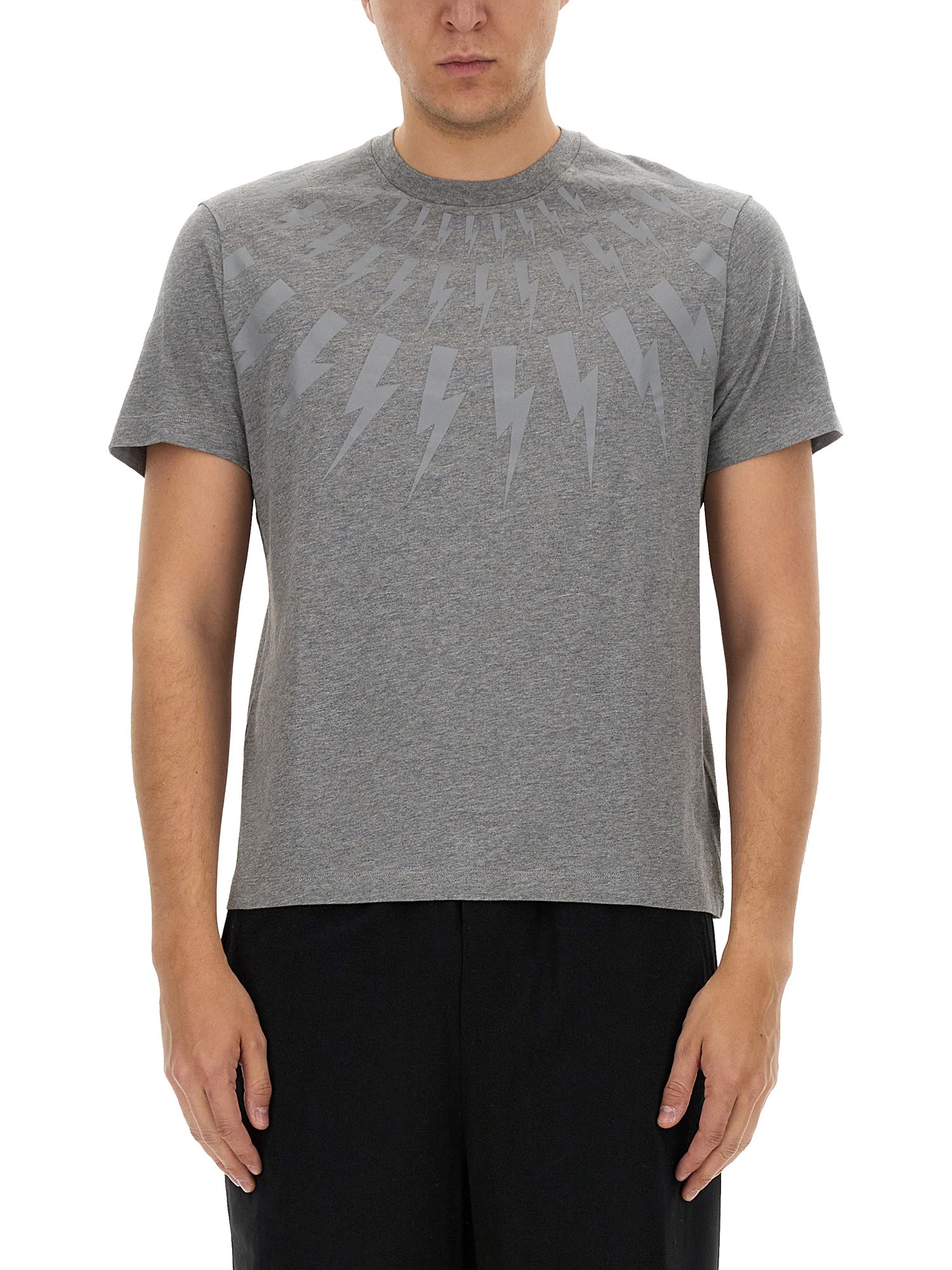 Neil Barrett Hunderbolt T-shirt In Grey