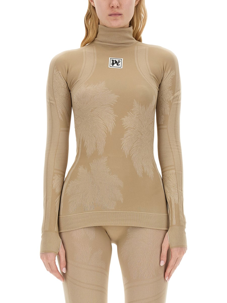 PALM ANGELS - THERMAL SKI T-SHIRT WITH LOGO - Eleonora Bonucci