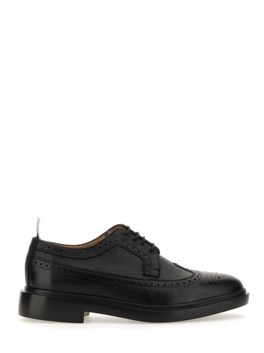 THOM BROWNE STRINGATA LONGWING BROGUE IN PELLE PEBBLE GRAIN