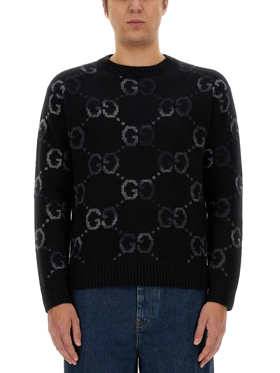 GUCCI - WOOL INLAY GG SWEATER - Eleonora Bonucci