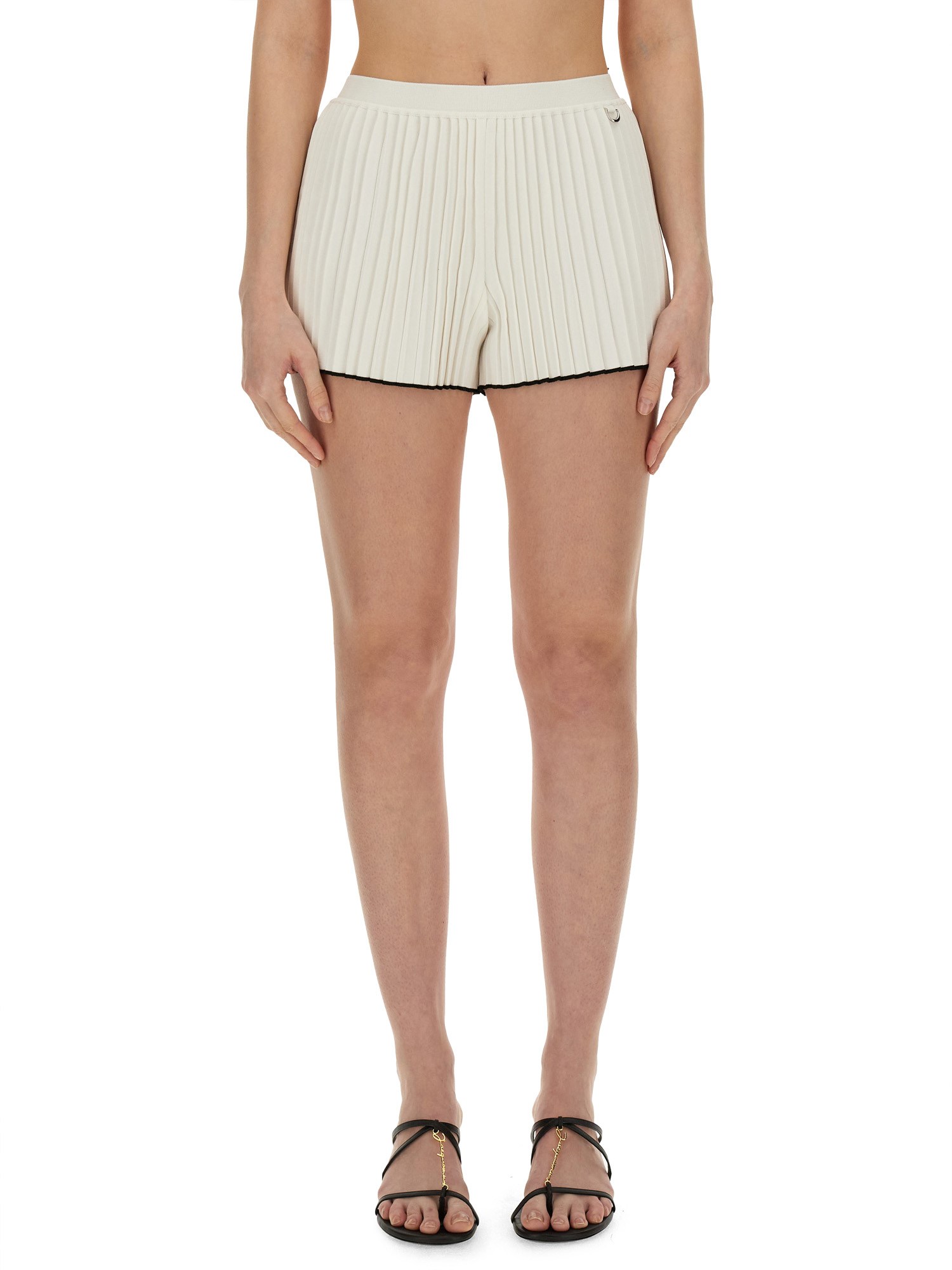 Shop Jacquemus Short "maille Pleated" In White