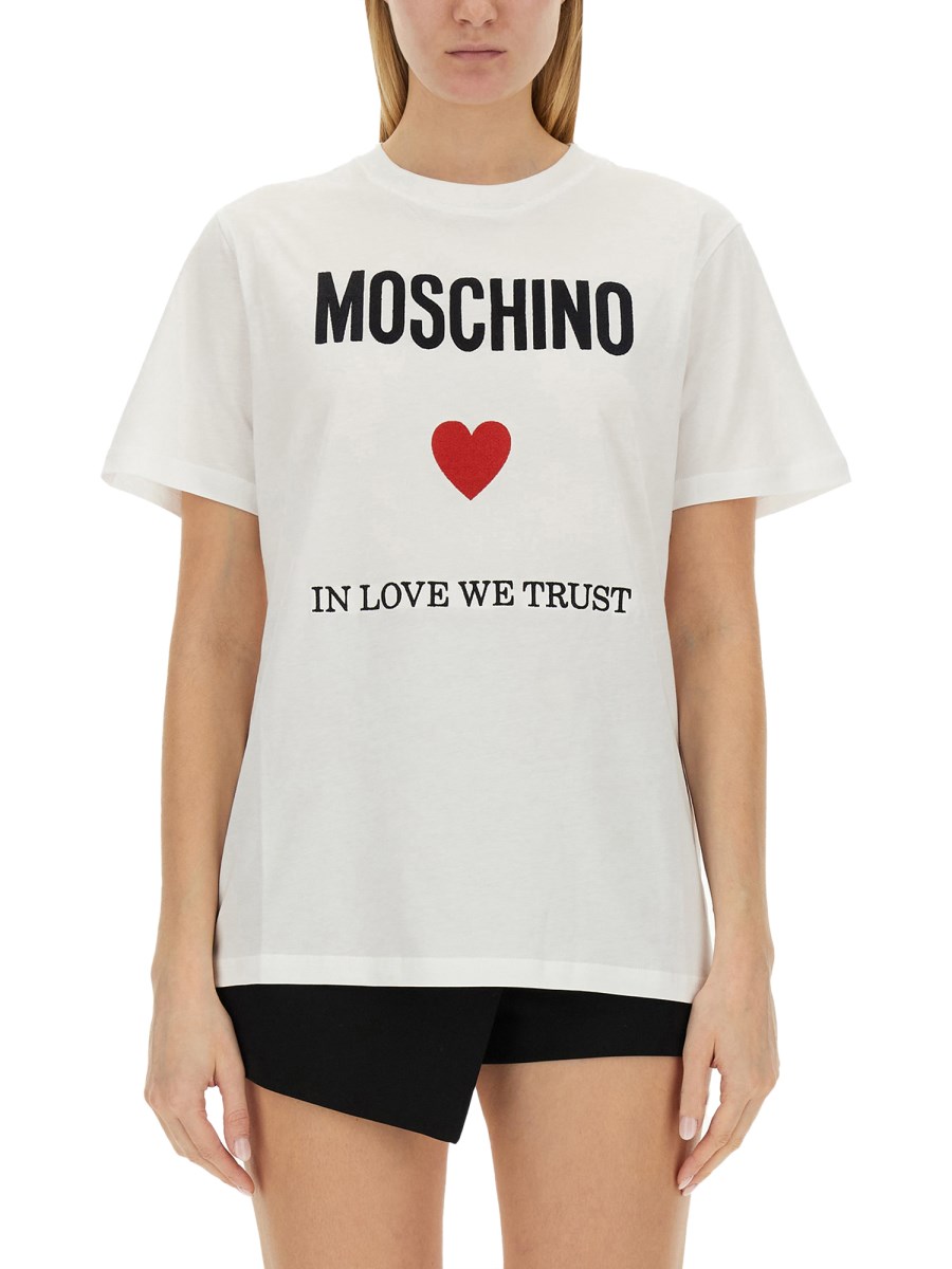 MOSCHINO T-SHIRT IN JERSEY DI COTONE CON LOGO