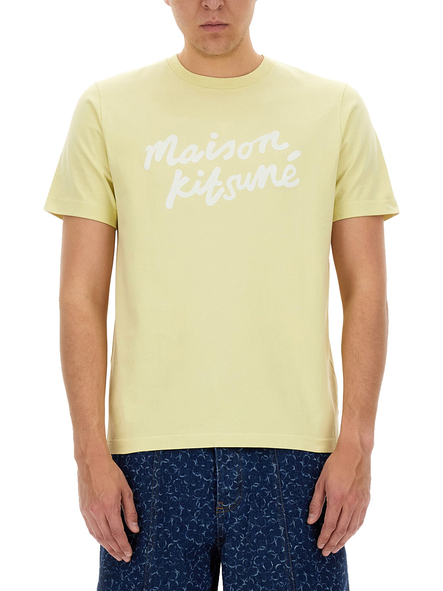 Shop Maison Kitsuné T-shirt With Logo In Beige
