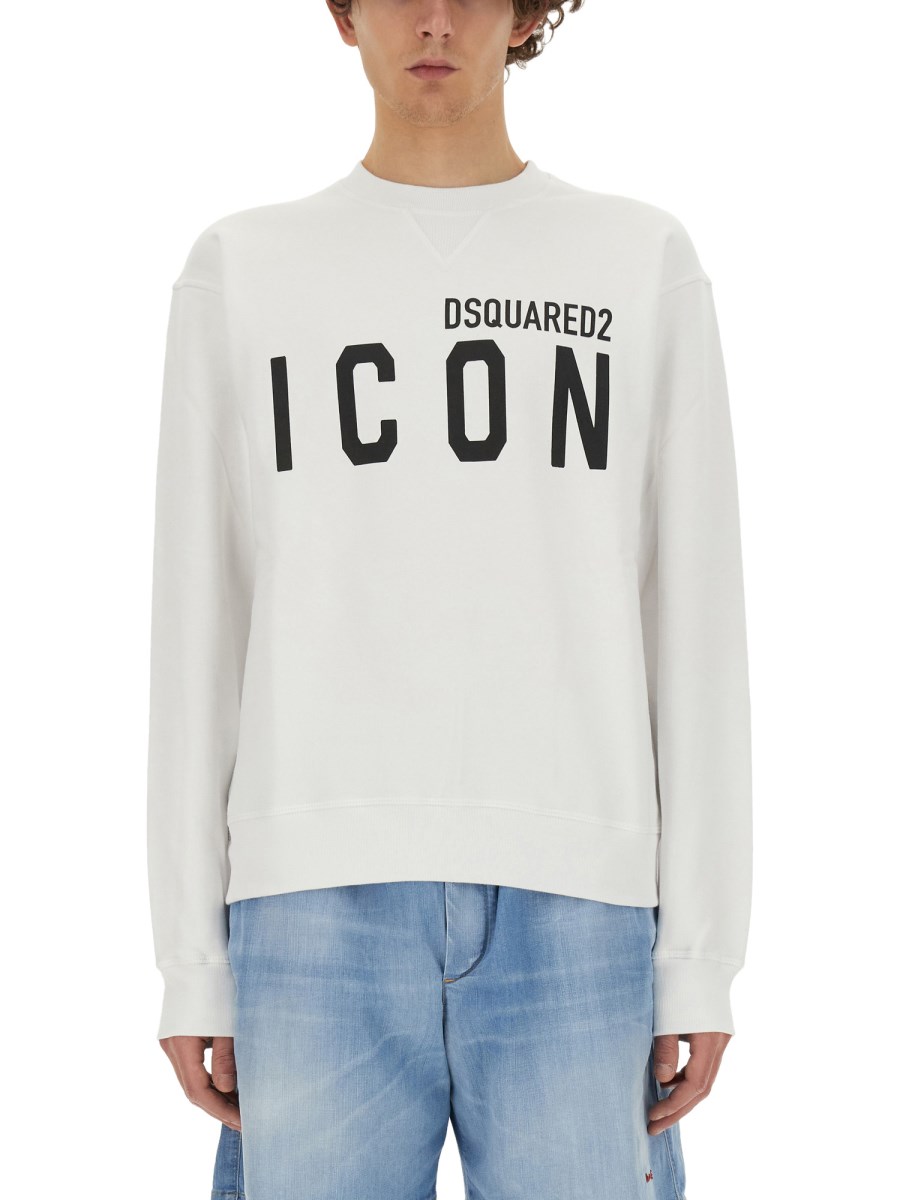 DSQUARED FELPA GIROCOLLO IN COTONE CON STAMPA ICON