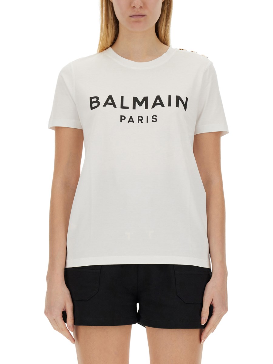 BALMAIN T-SHIRT CON STAMPA LOGO