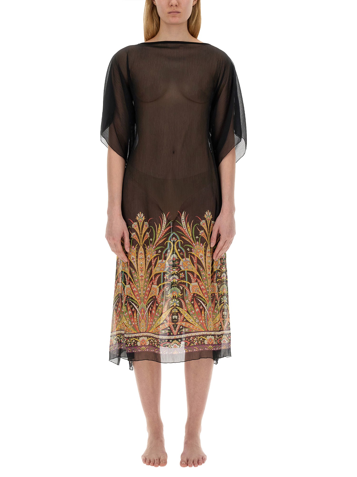 Etro Caftan With Print In Brown