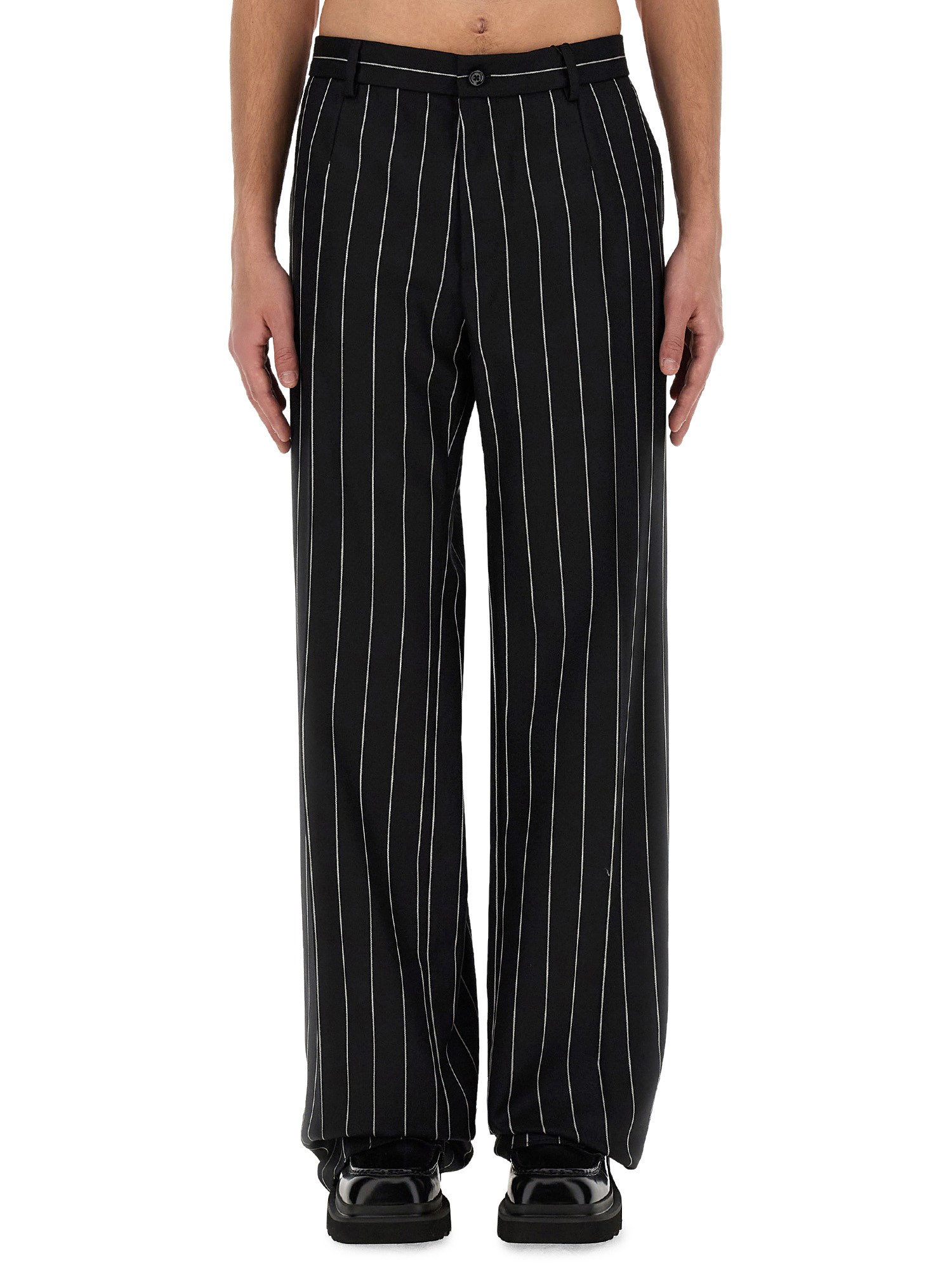Shop Dolce & Gabbana Pinstripe Pants In Black