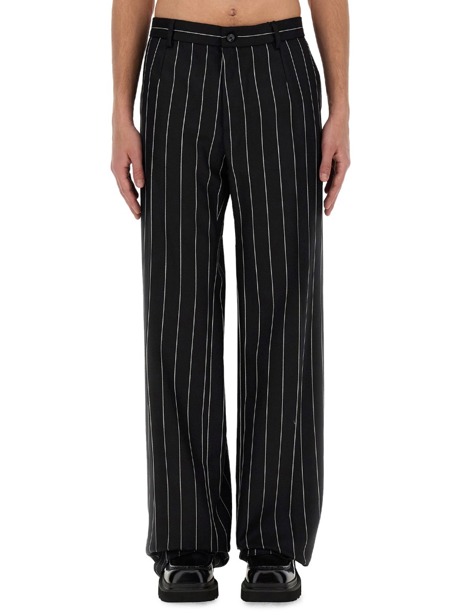 DOLCE & GABBANA PANTALONE GESSATO IN LANA