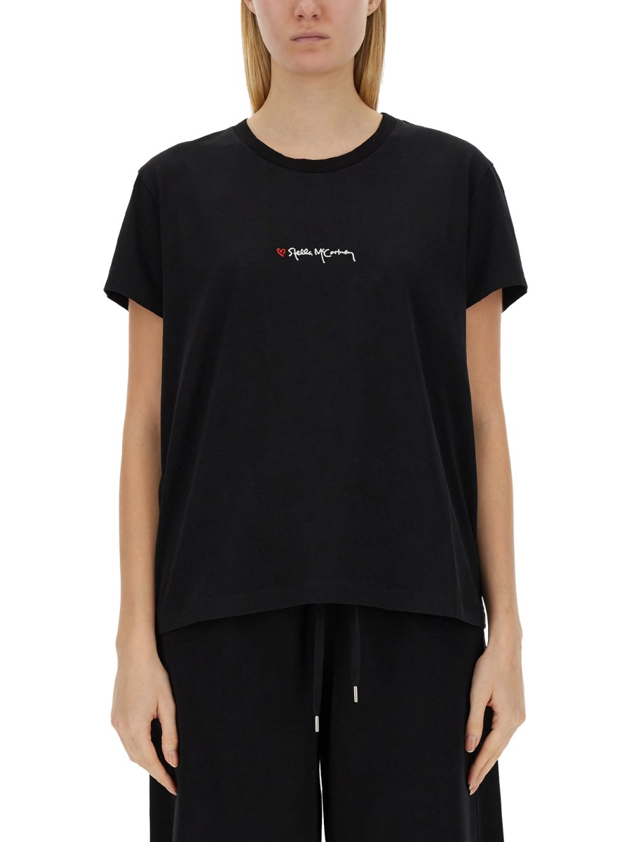 STELLA McCARTNEY T-SHIRT IN JERSEY DI COTONE CON LOGO