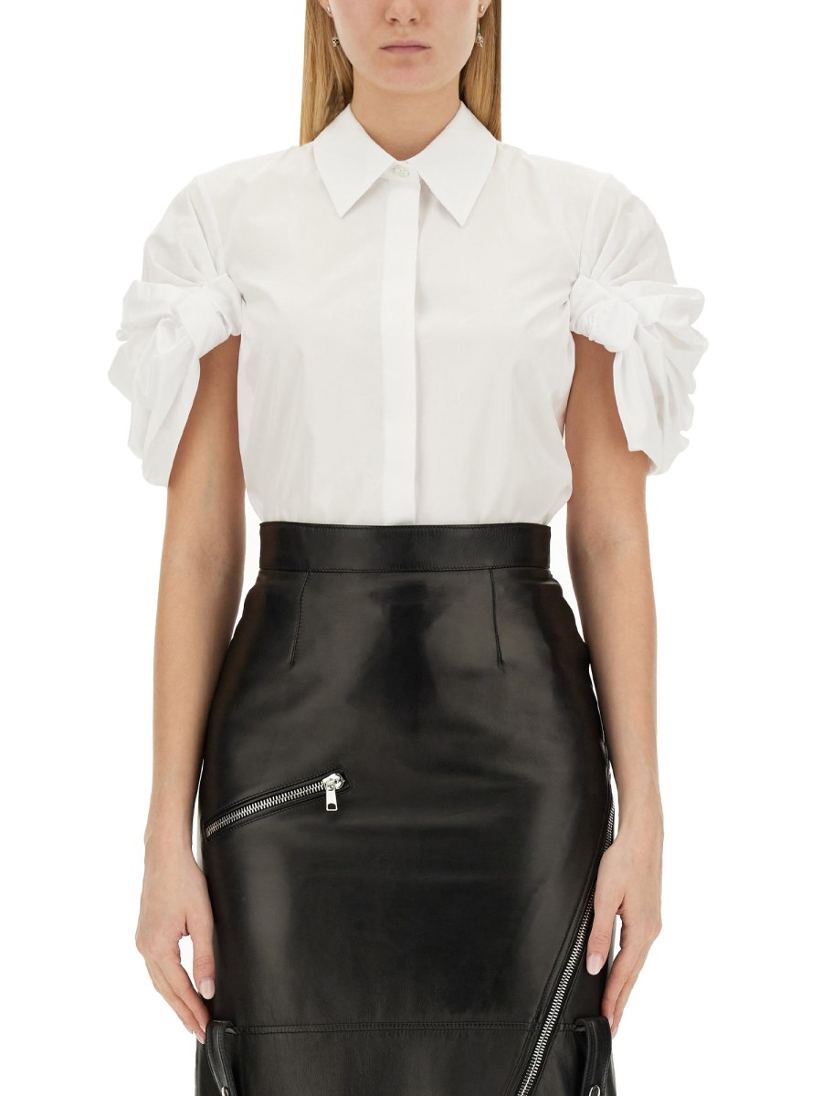 ALEXANDER McQUEEN COTTON POPLIN SHIRT WITH KNOT SLEEVE Eleonora Bonucci