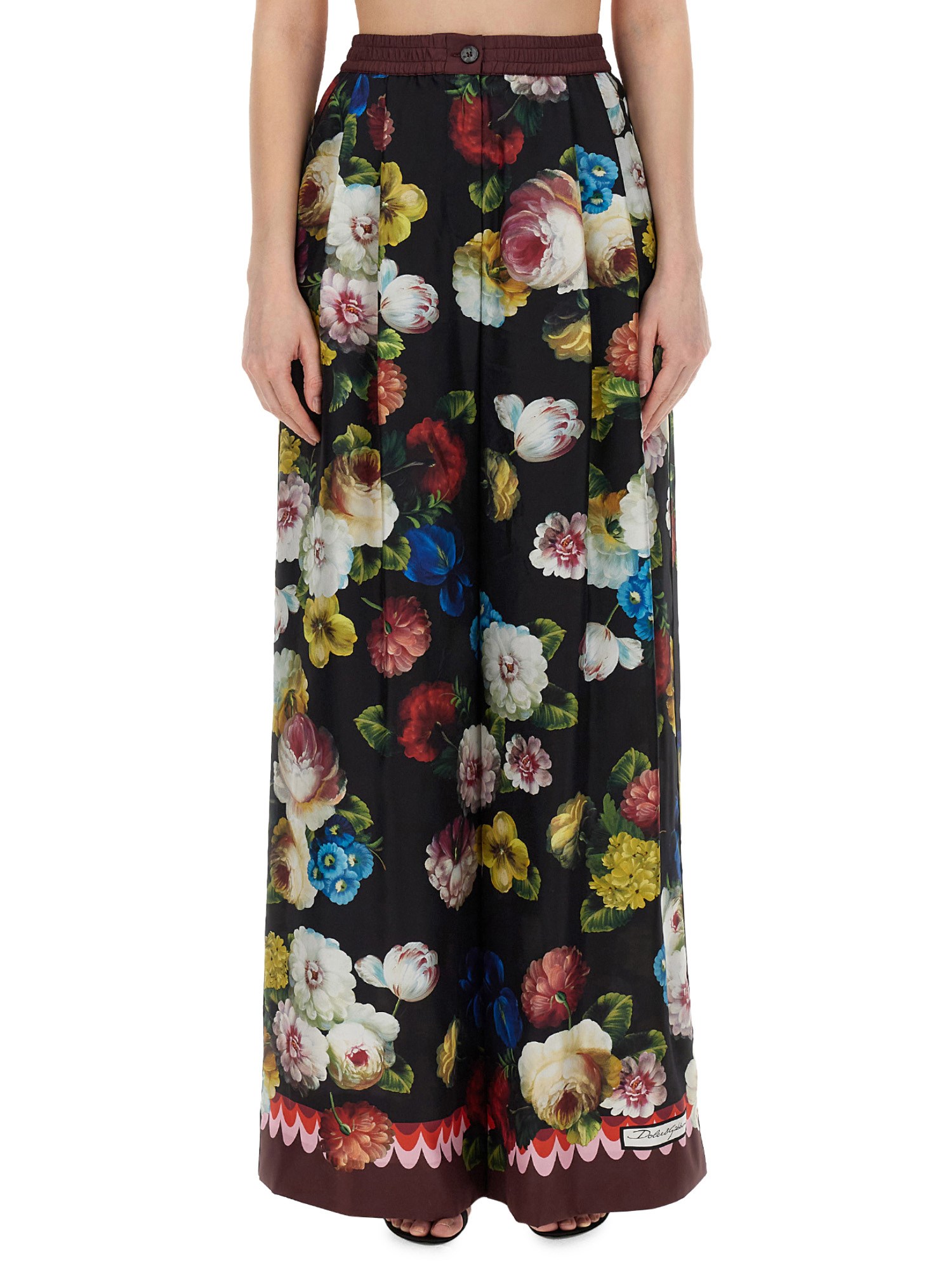 Shop Dolce & Gabbana Pants With Floral Print In Multicolour