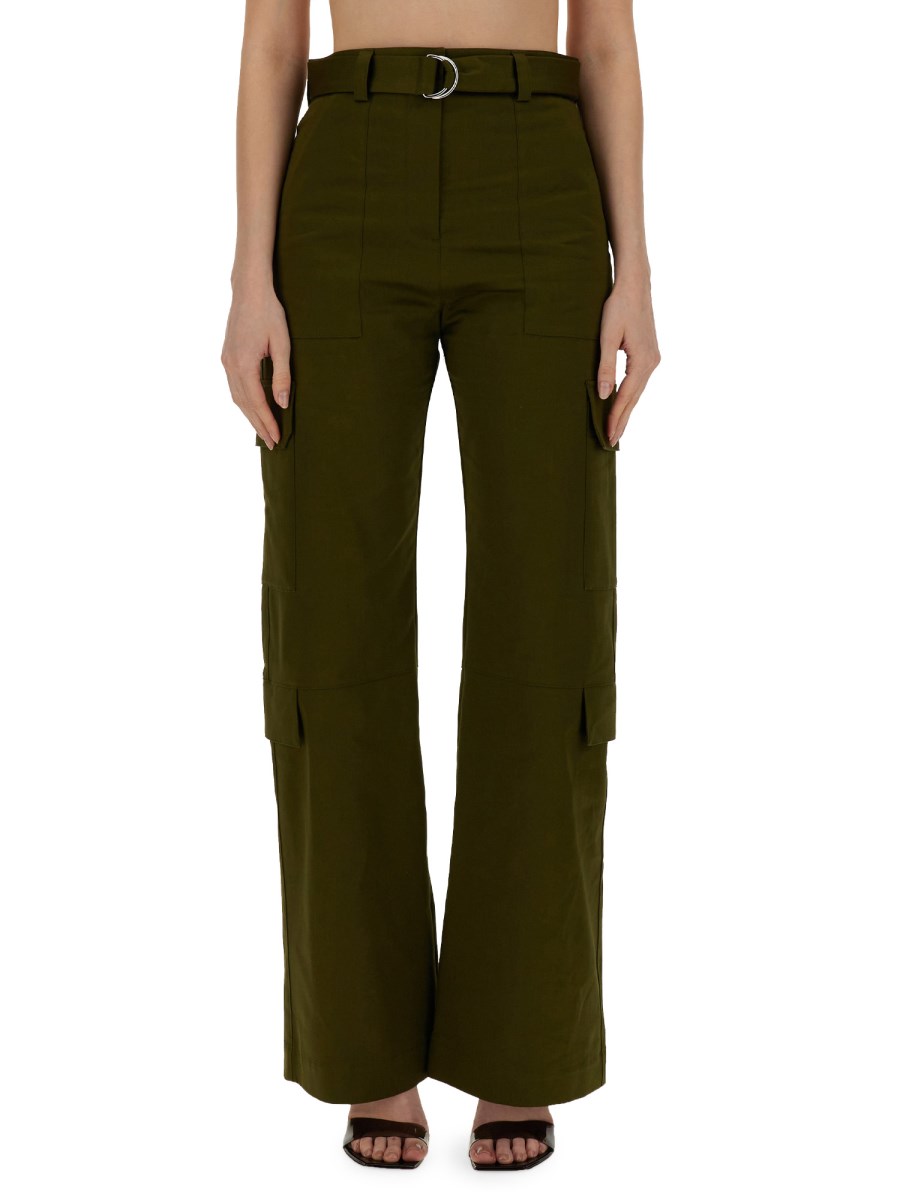 Combo of 2 Dark Gray and Olive Green Cotton Flax Women Trouser Pants-11422