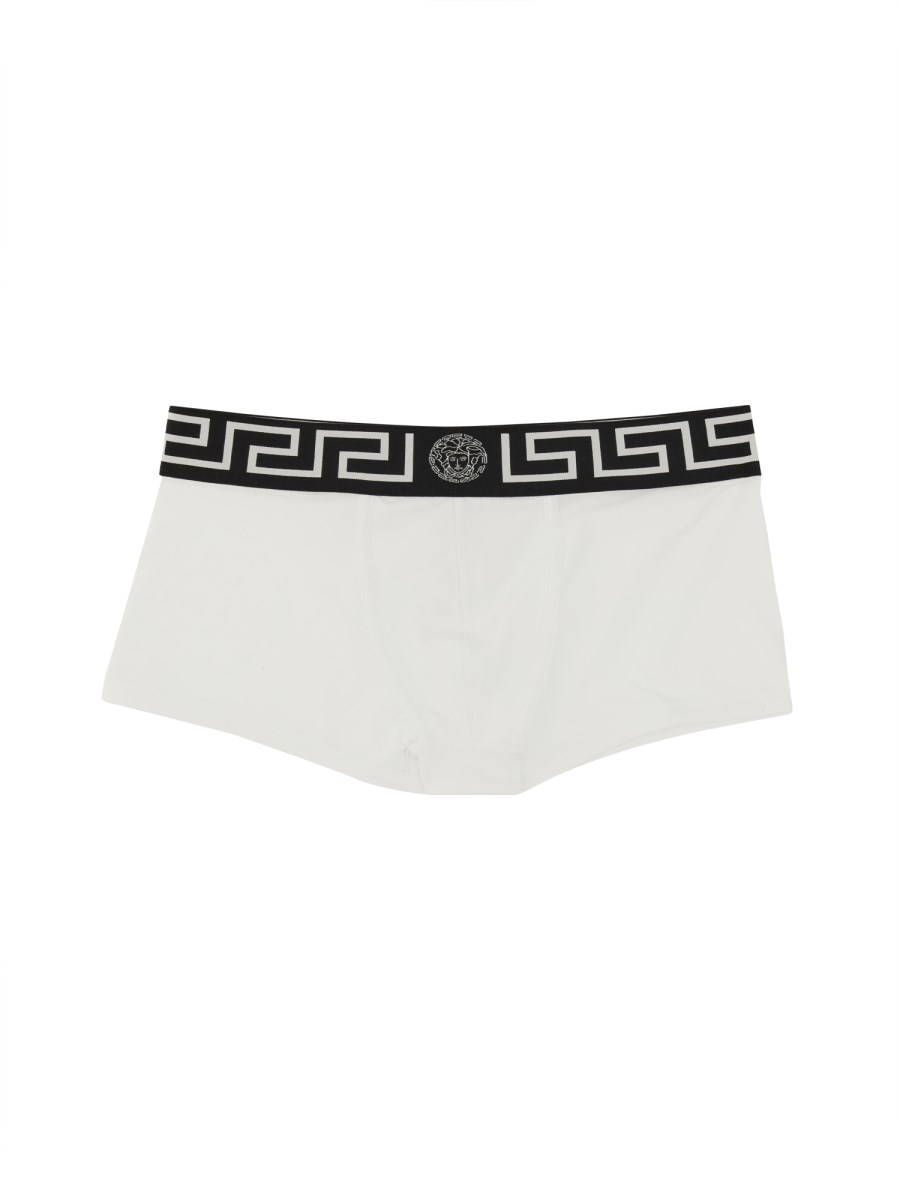 VERSACE - STRETCH COTTON THONG WITH GREEK AND MEDUSA - Eleonora