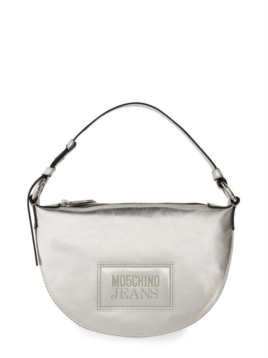 MOSCHINO JEANS BORSA A MANO IN PELLE LAMINATA CON LOGO