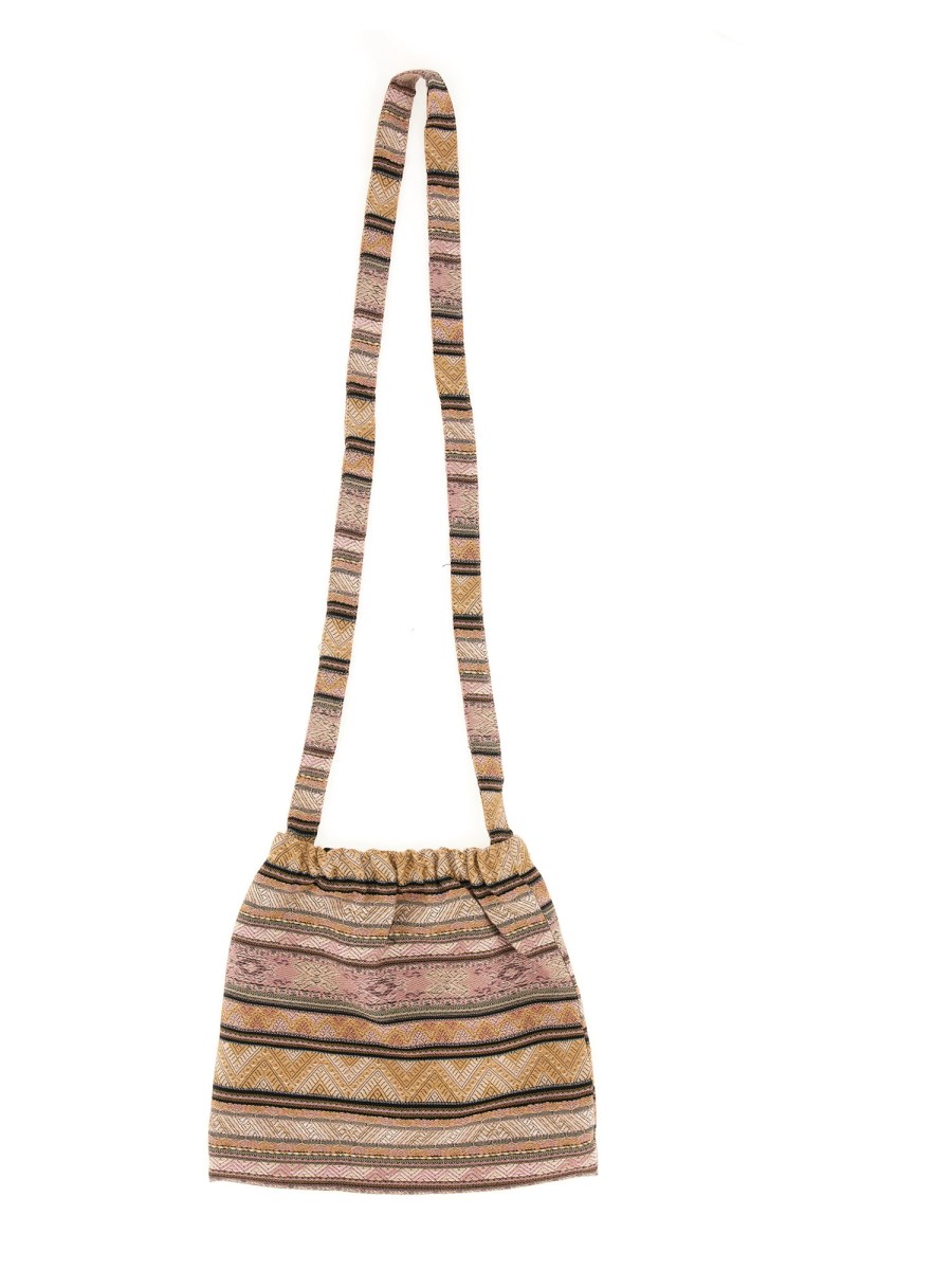 NEEDLES BORSA IN TELA JACQUARD ETHNIC STRIPE CON ELASTICO