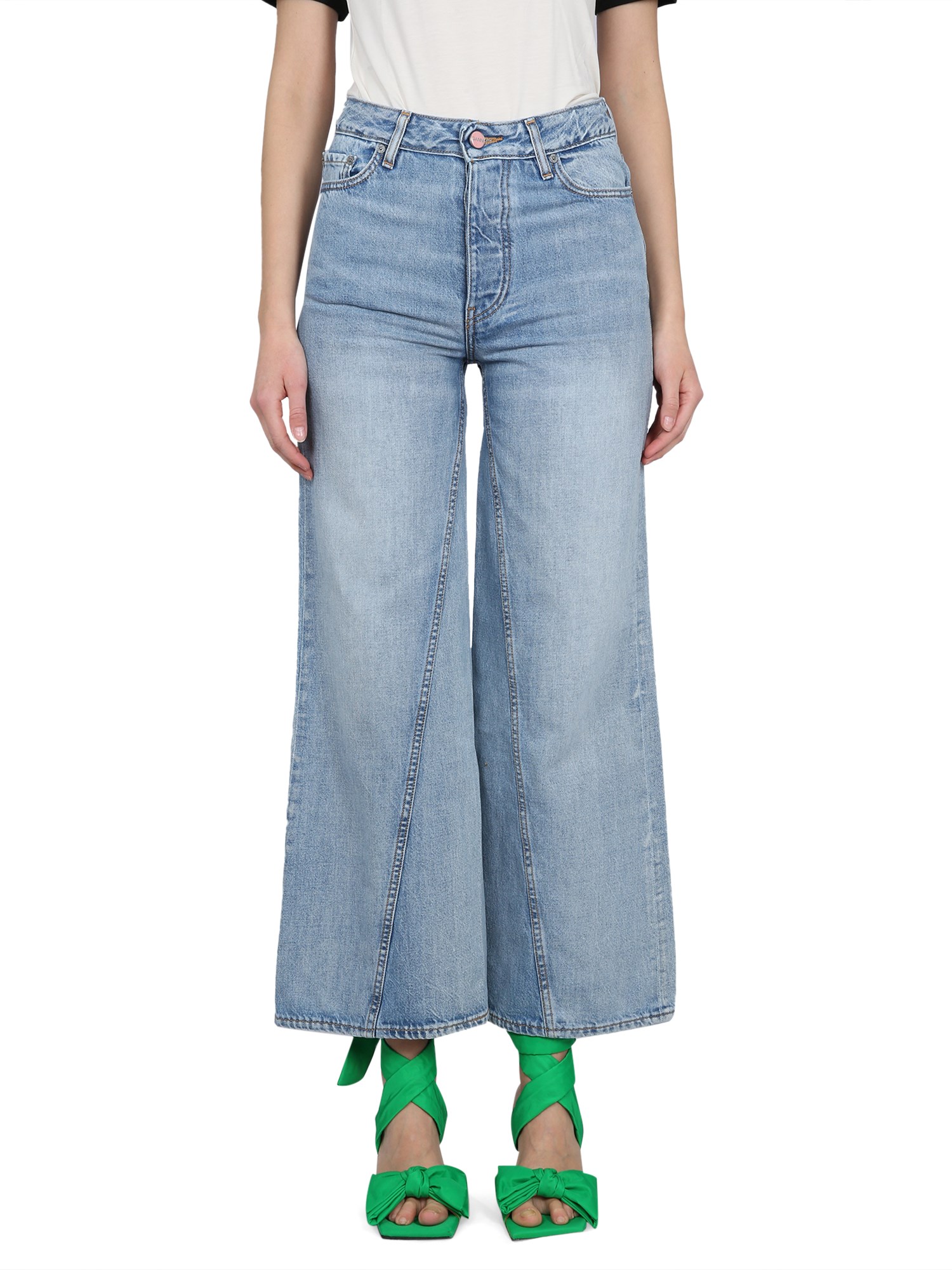 Ganni Wide-leg High-waist Jeans In Classic Light Blue Denim