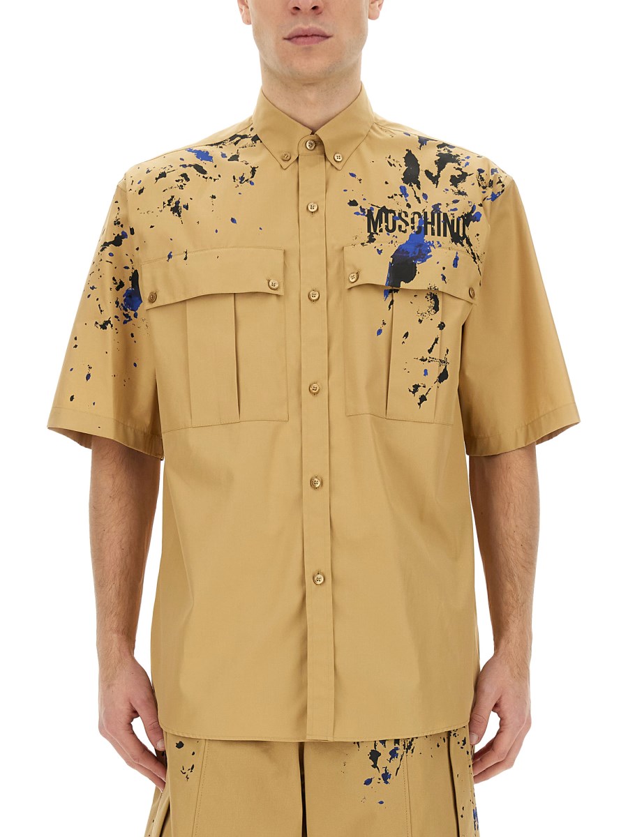 MOSCHINO CAMICIA IN POPELINE PAINTED EFFECT