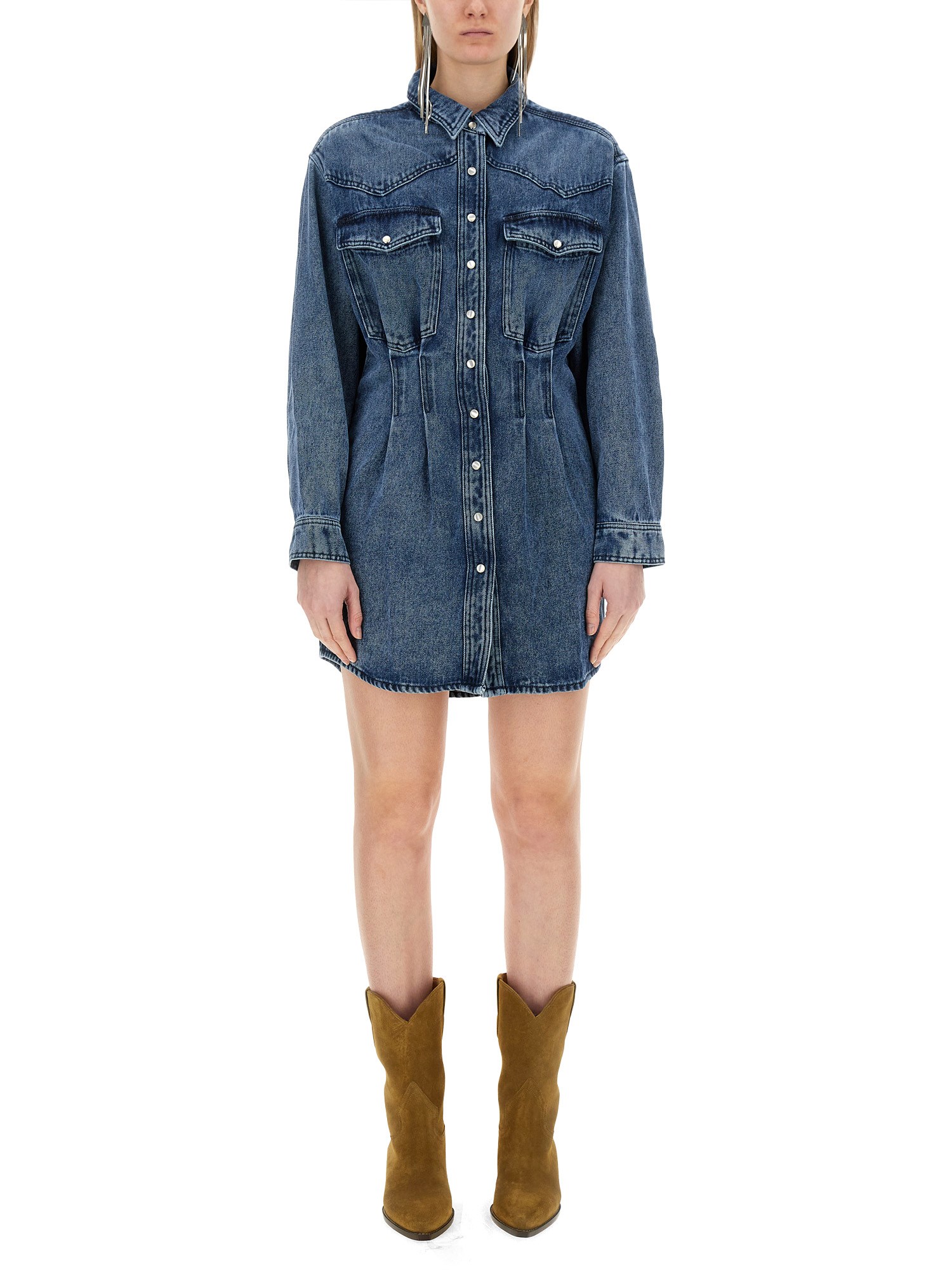 Isabel Marant Liliko Denim Shirt Minidress In Denim