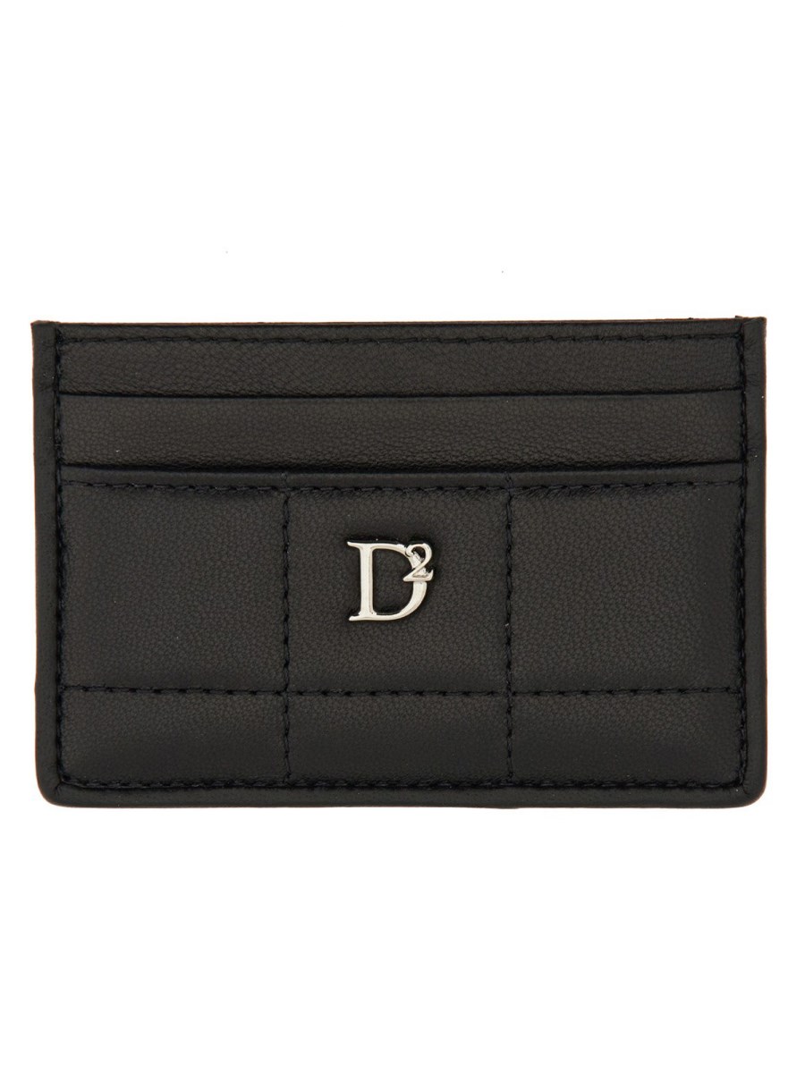 DSQUARED PORTA CARTE IN NAPPA CON LOGO