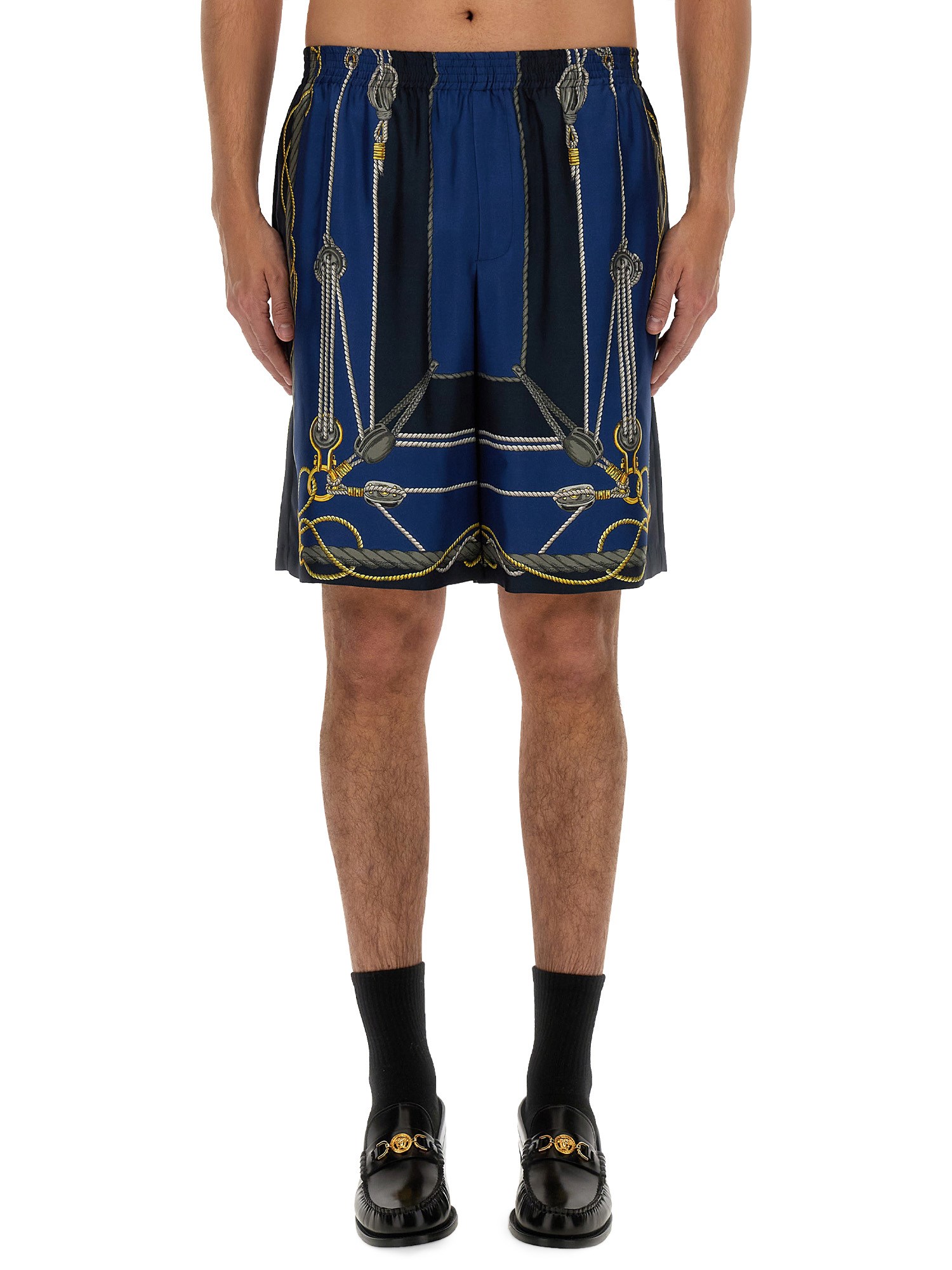 Shop Versace Twill Bermuda Shorts In Multicolour