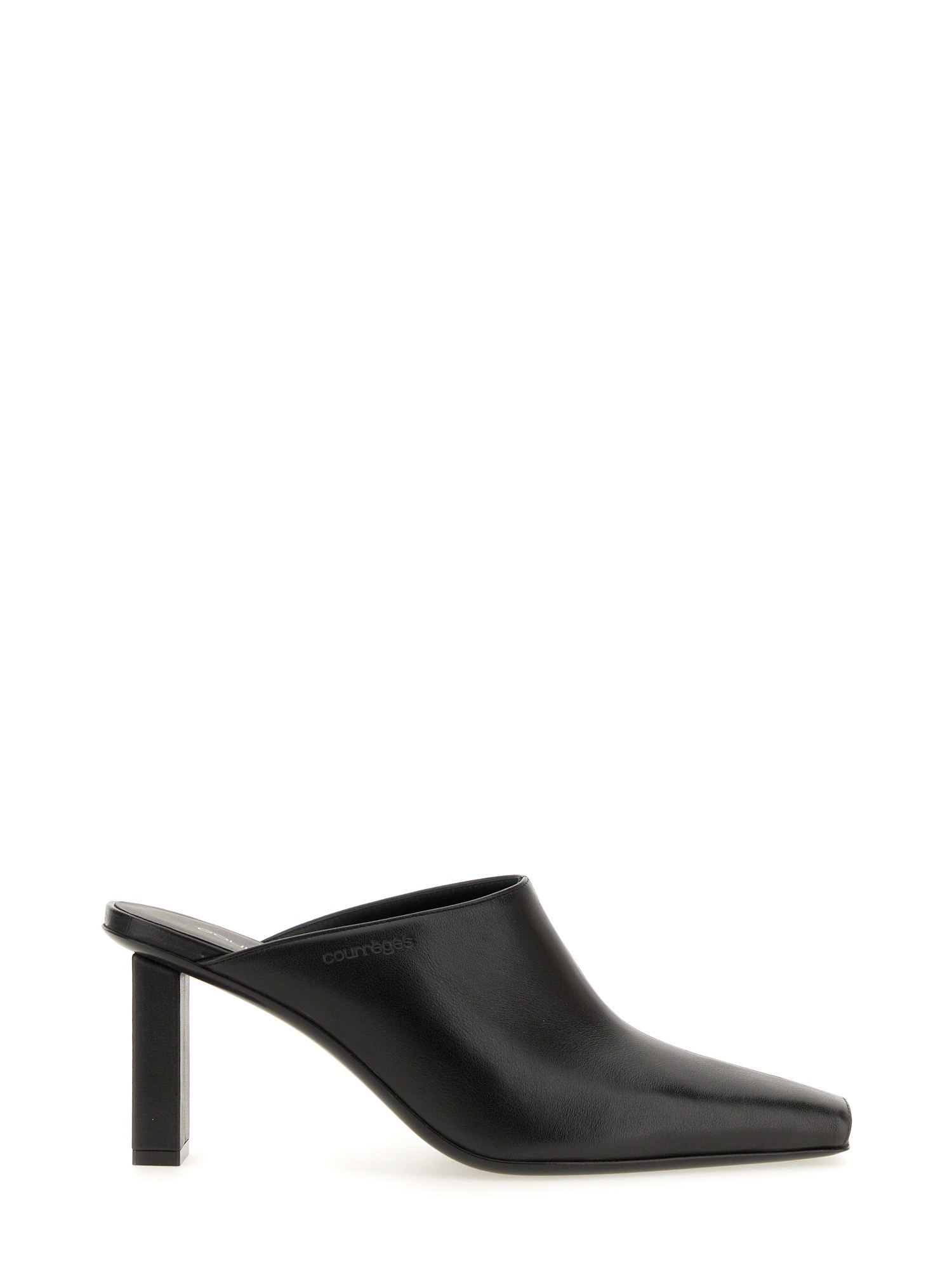 Courrèges Pointed Toe Mules In Smooth Leather In Black