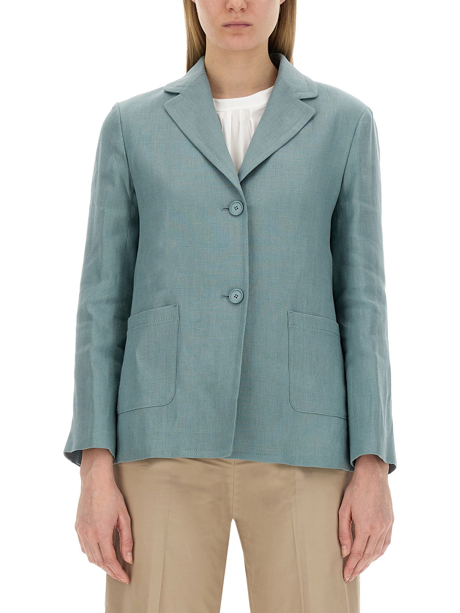 's Max Mara Socrates Linen Single Breasted Jacket In Azure