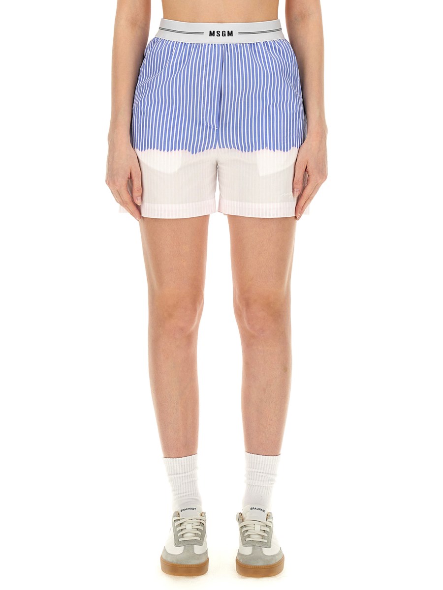 MSGM SHORTS CON BANDA LOGO E TRATTAMENTO FADED