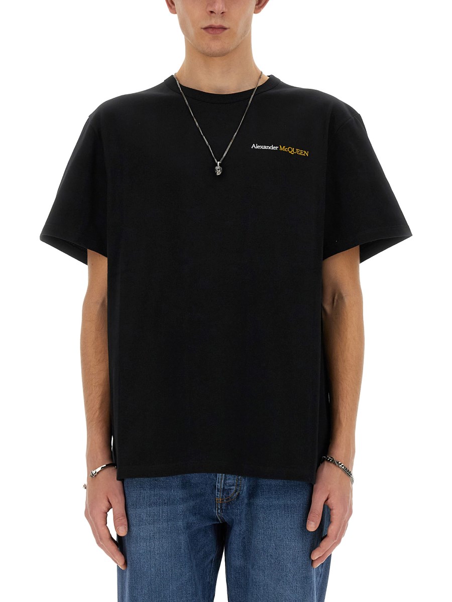 ALEXANDER McQUEEN T-SHIRT IN JERSEY DI COTONE CON LOGO RICAMATO