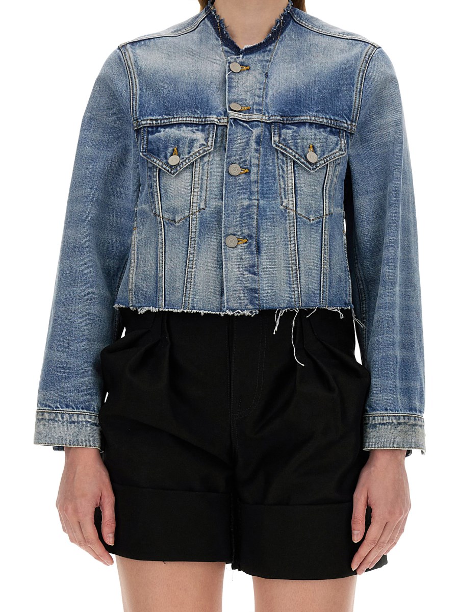 MAISON MARGIELA GIACCA IN DENIM CROPPED SENZA COLLETTO