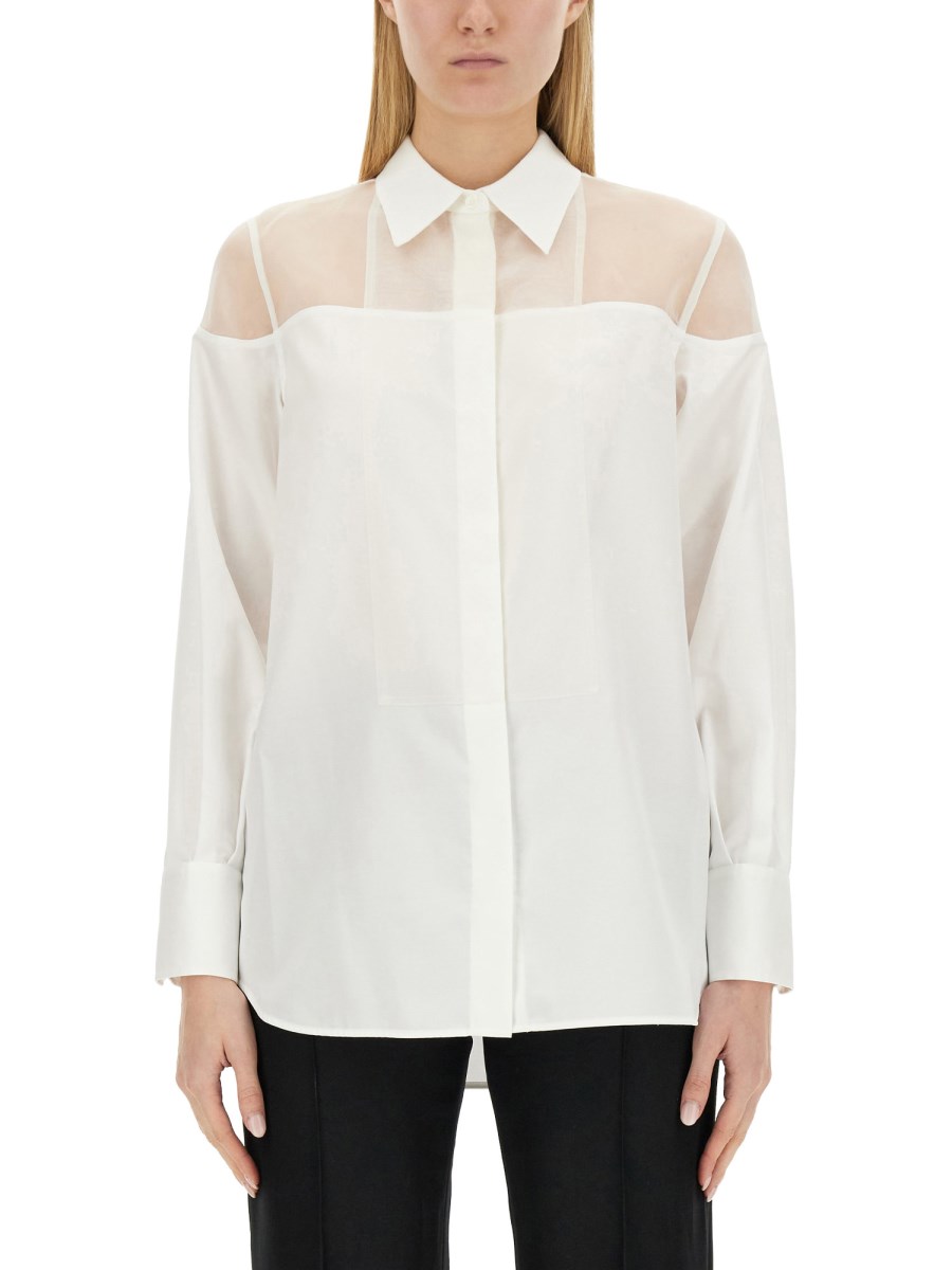 HELMUT LANG CAMICIA DA SMOKING IN POPELINE DI COTONE