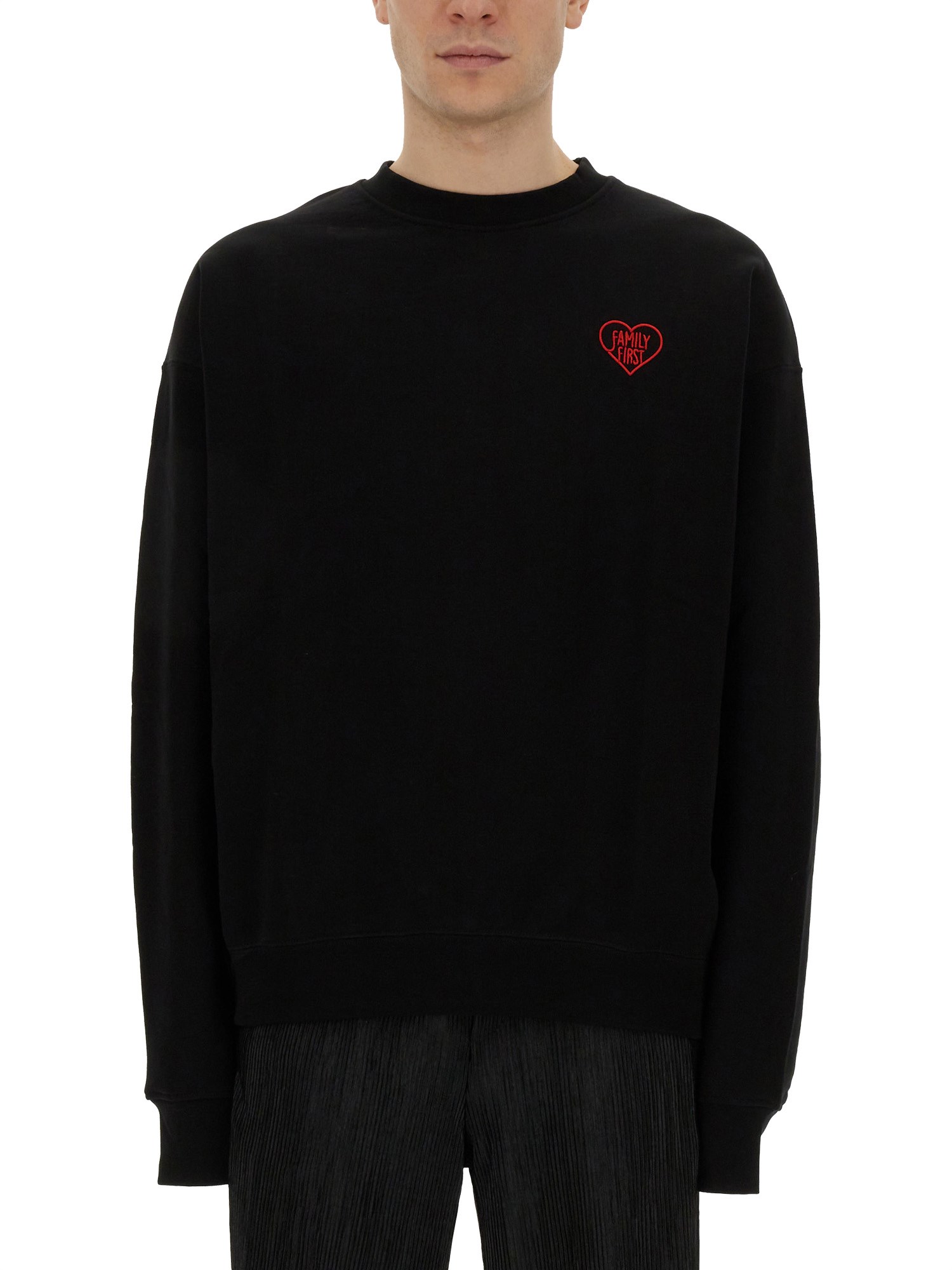 family first sweatshirt with heart embroidery