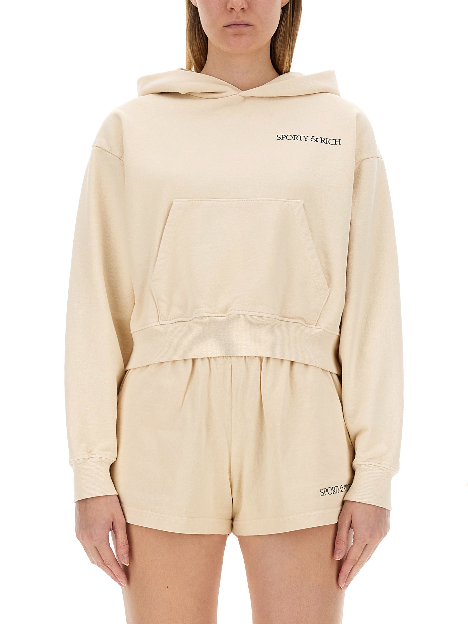 Sporty And Rich Cropped Sweatshirt In Neutral