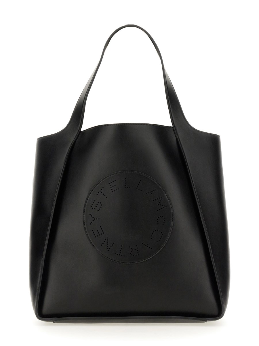 STELLA McCARTNEY BORSA TOTE QUADRATA CON LOGO IN ALTER NAPPA