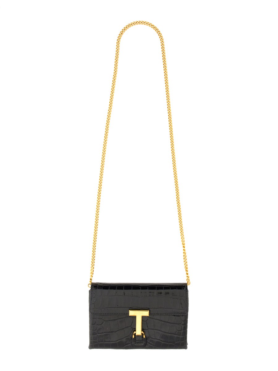 TOM FORD BORSA IN PELLE CON STAMPA COCCO E LOGO