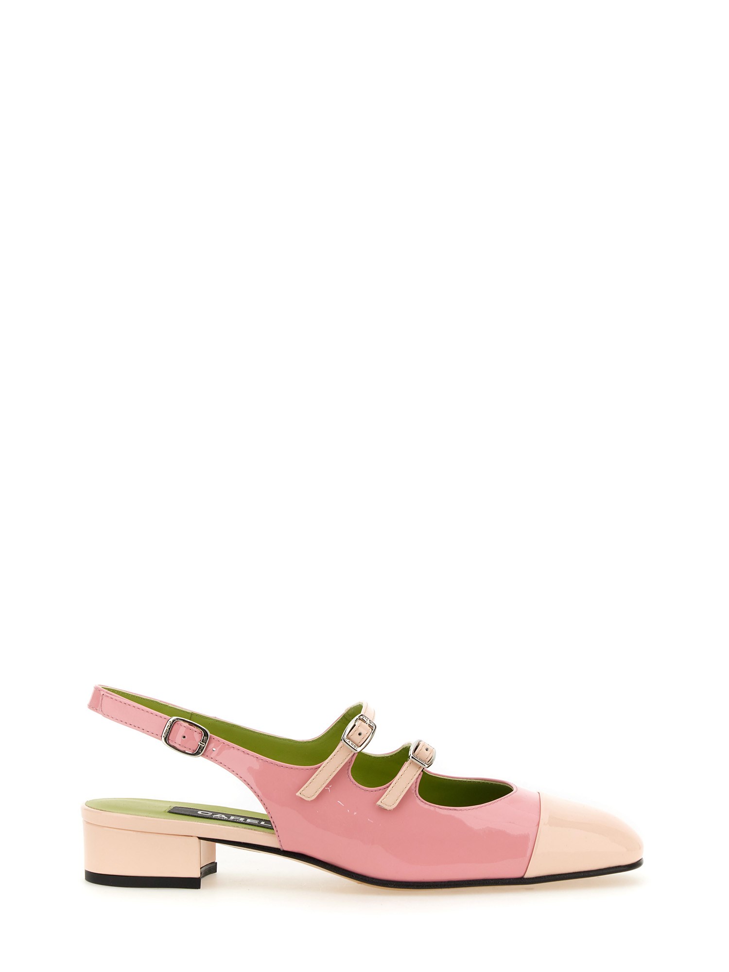 Carel Paris 'abricot' Pink Slingback Mary Janes With Contrasting Toe In Pink