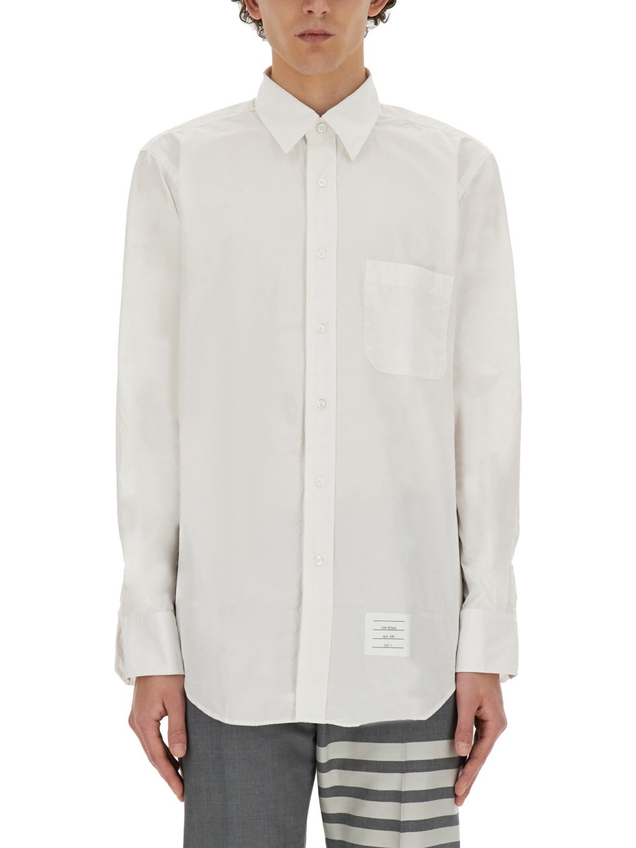 THOM BROWNE CAMICIA BUTTON DOWN IN POPELINE DI COTONE